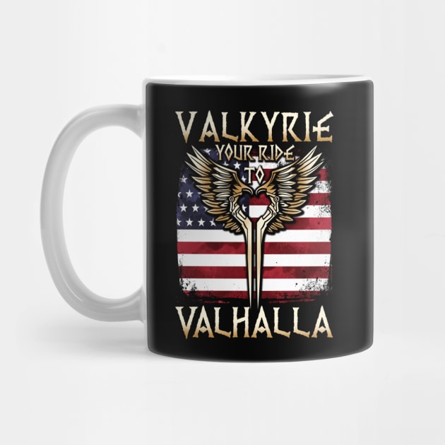 Valkyrie your Ride to Valhalla USA T-Shirt by biNutz